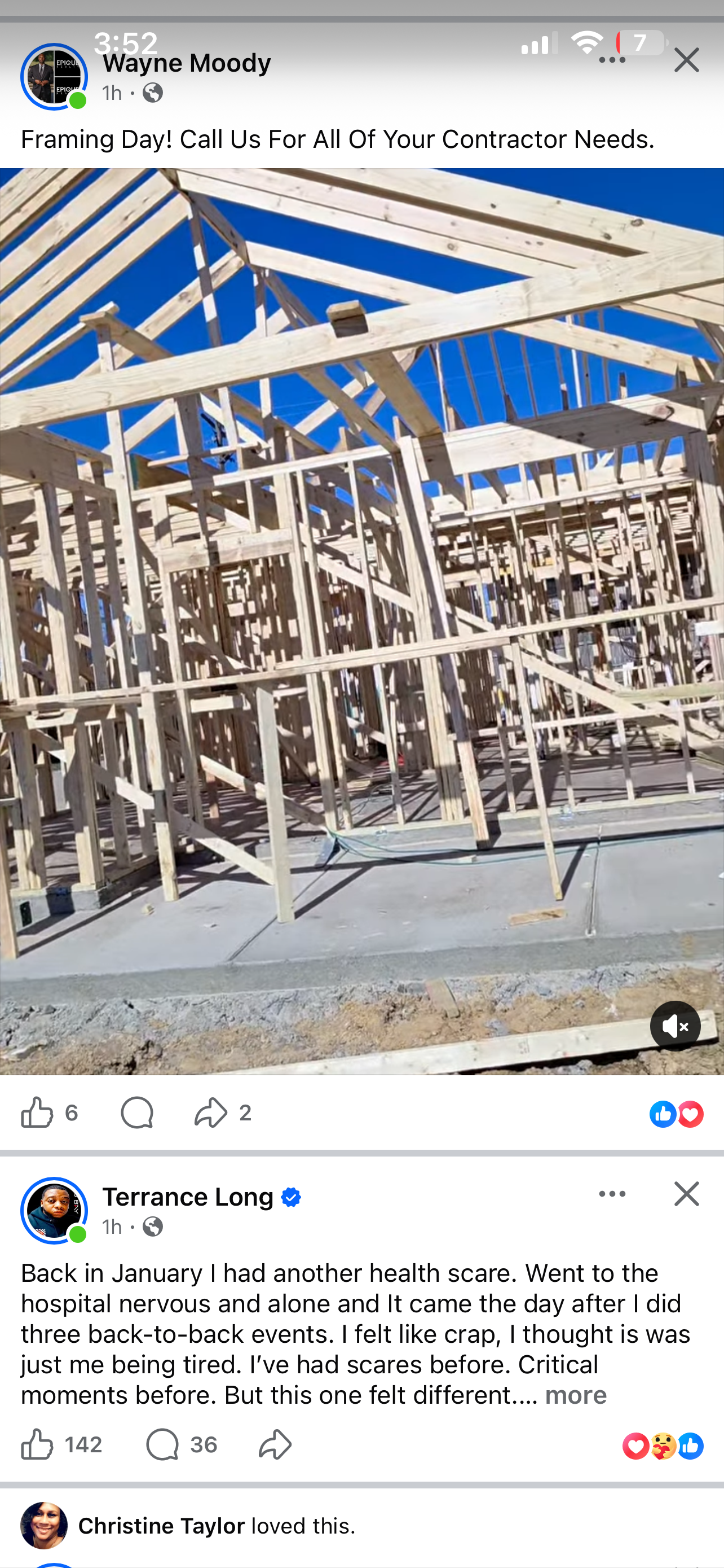 Framing from the side — roof truss structure visible