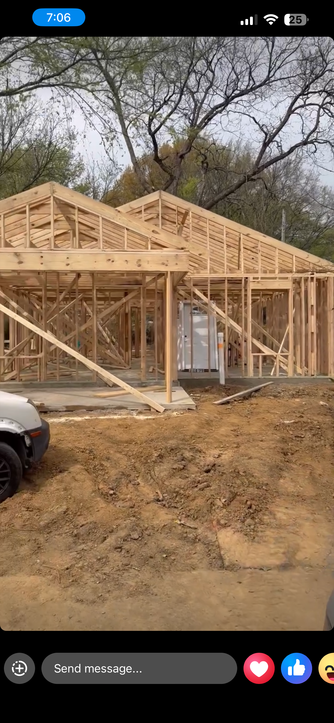 Exterior framing — front angle with car parked out front