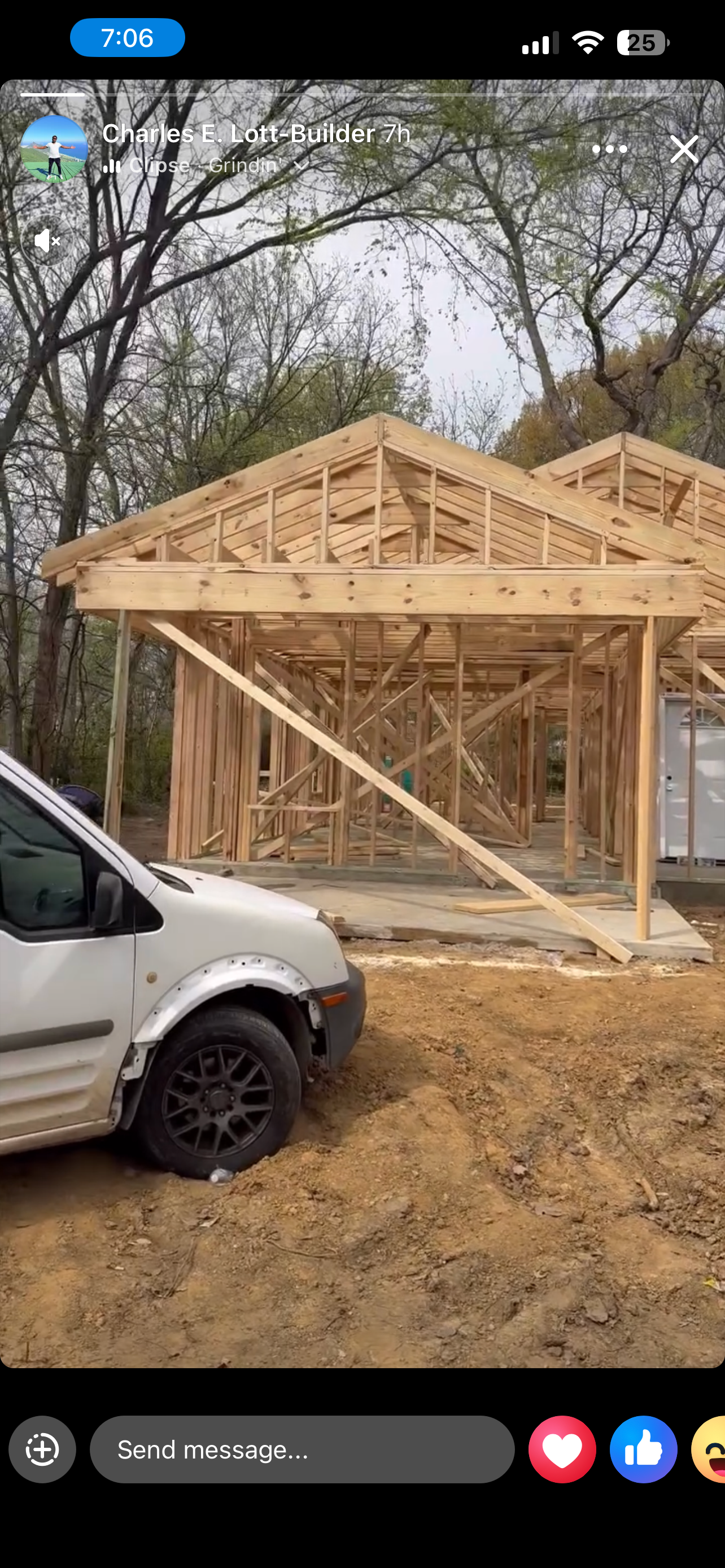 Front elevation framing with full roofline visible