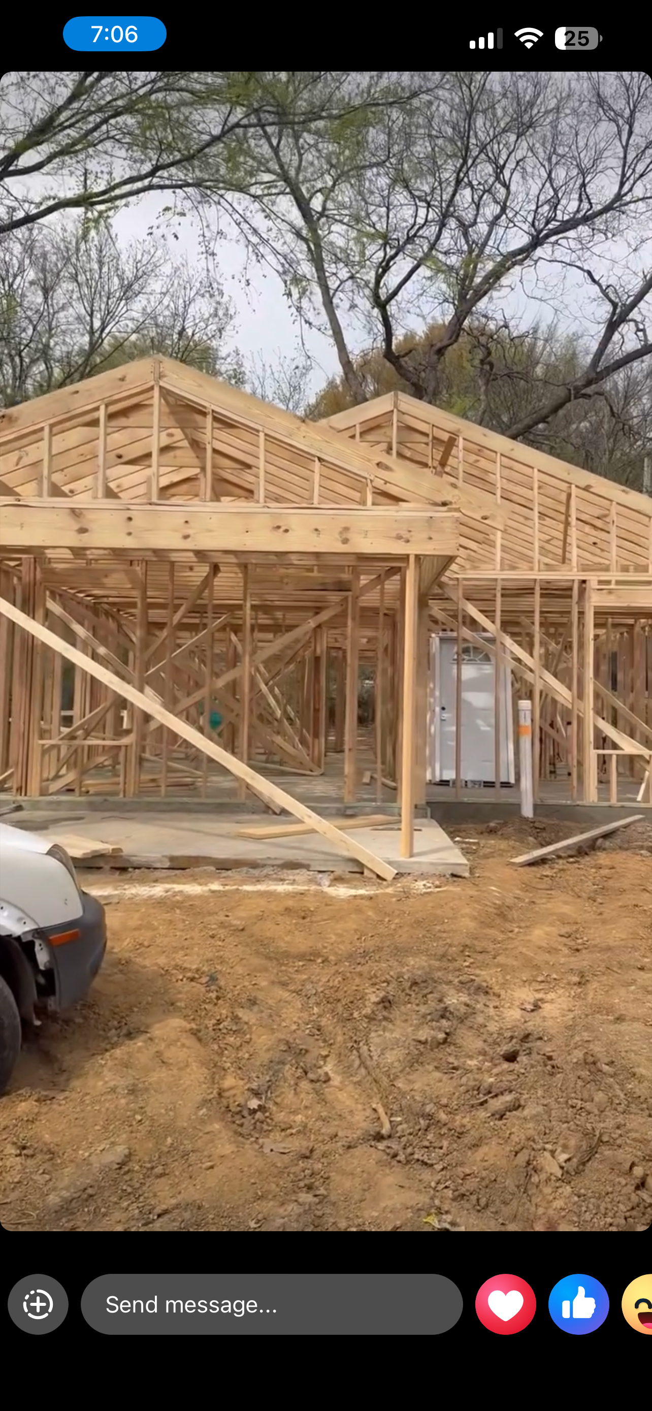 Side elevation of the framed structure