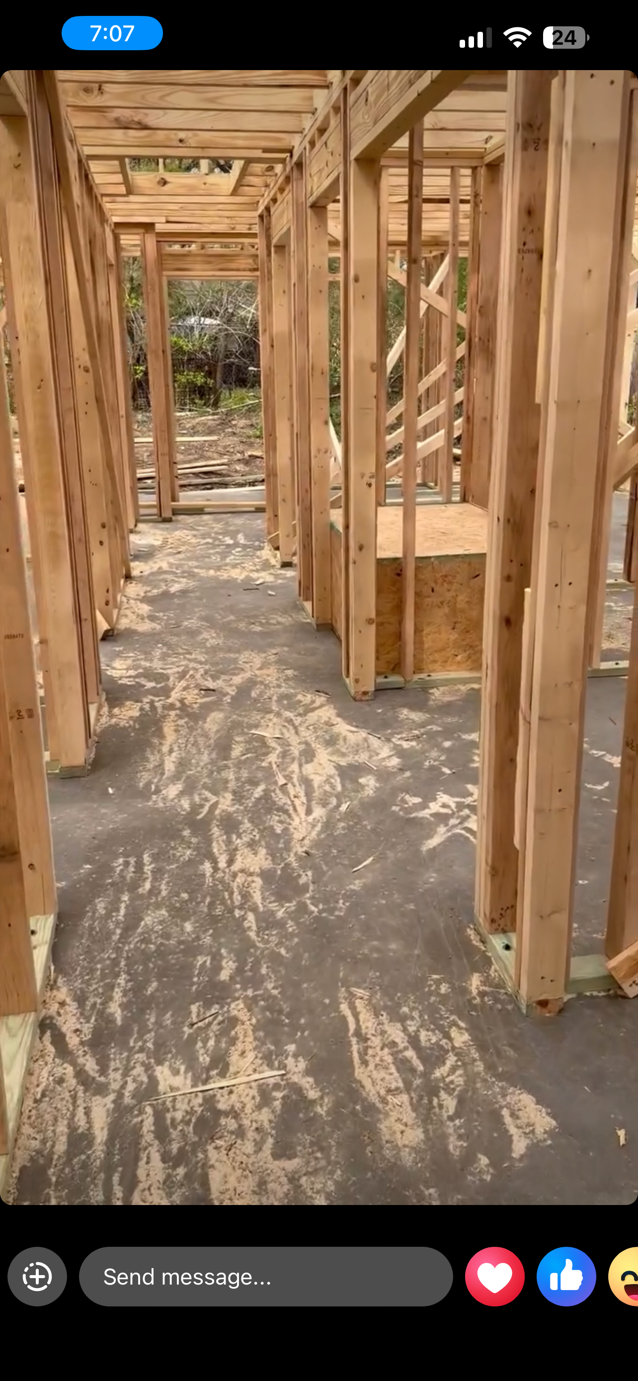Interior hallway framing — room layout defined