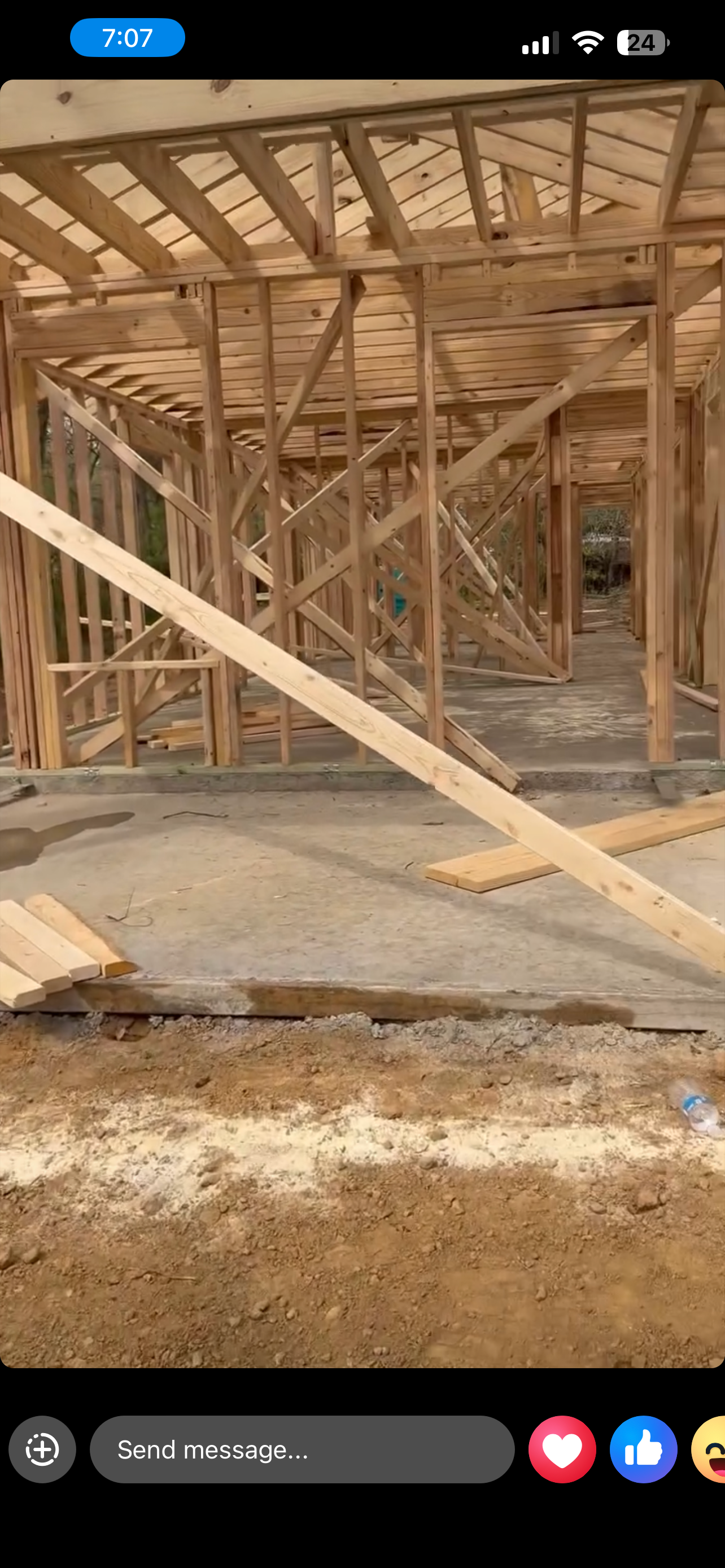 Interior framing — main living area taking shape