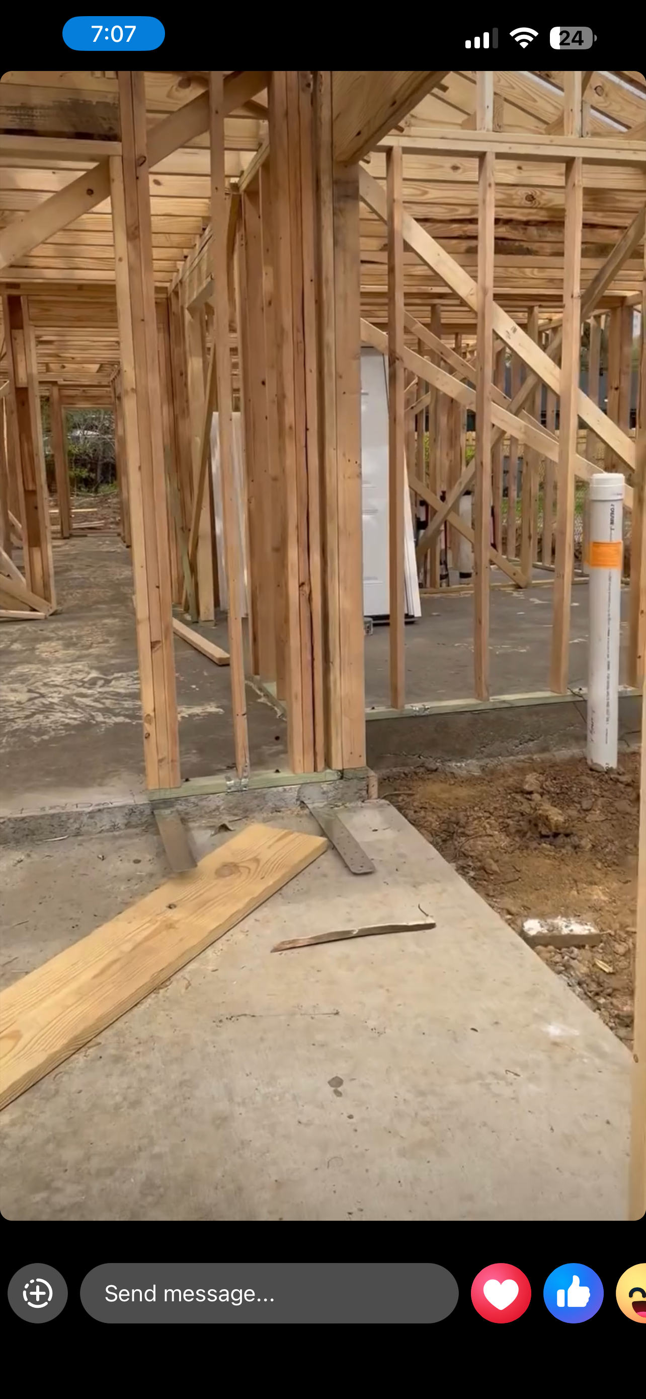 Interior framing detail — partition walls and subfloor