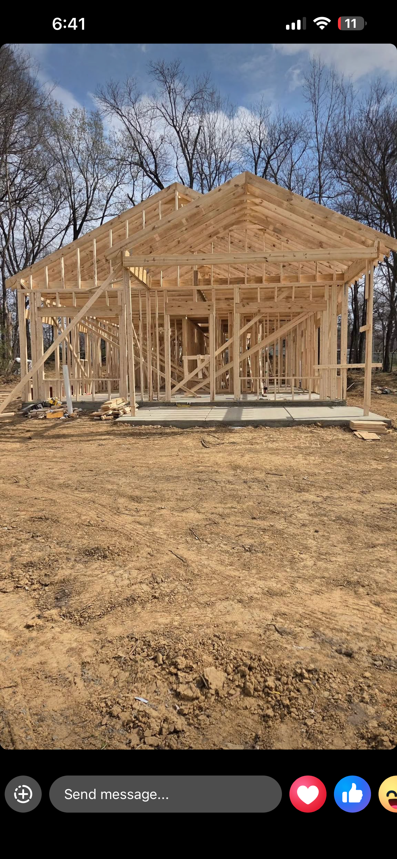 Framing complete — structure standing tall