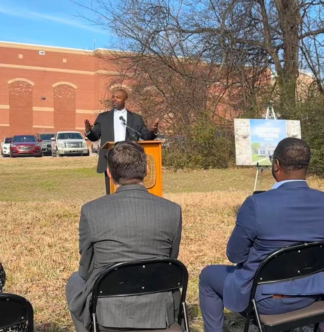 Wayne Moody addresses the crowd at the official groundbreaking ceremony
