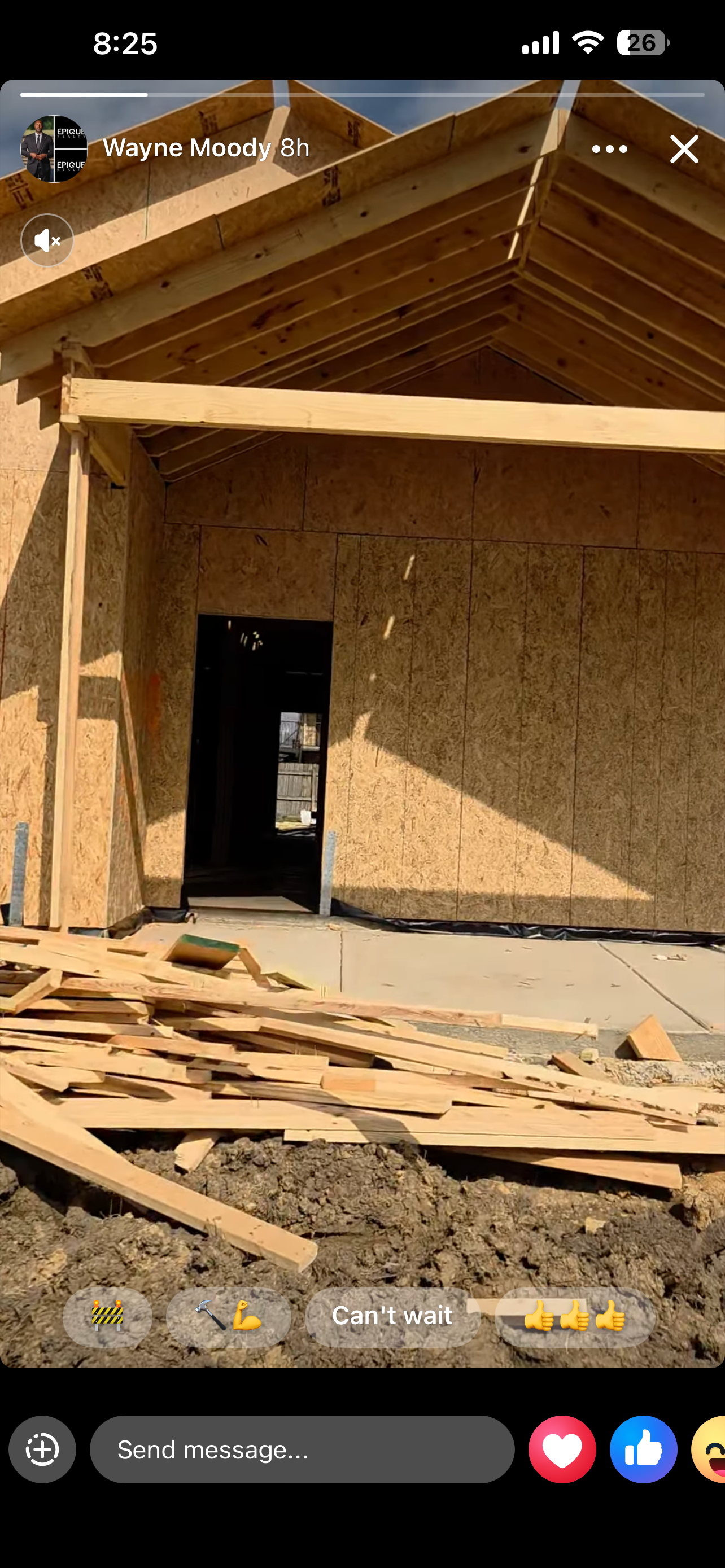 Front elevation with OSB sheathing — windows cut and ready