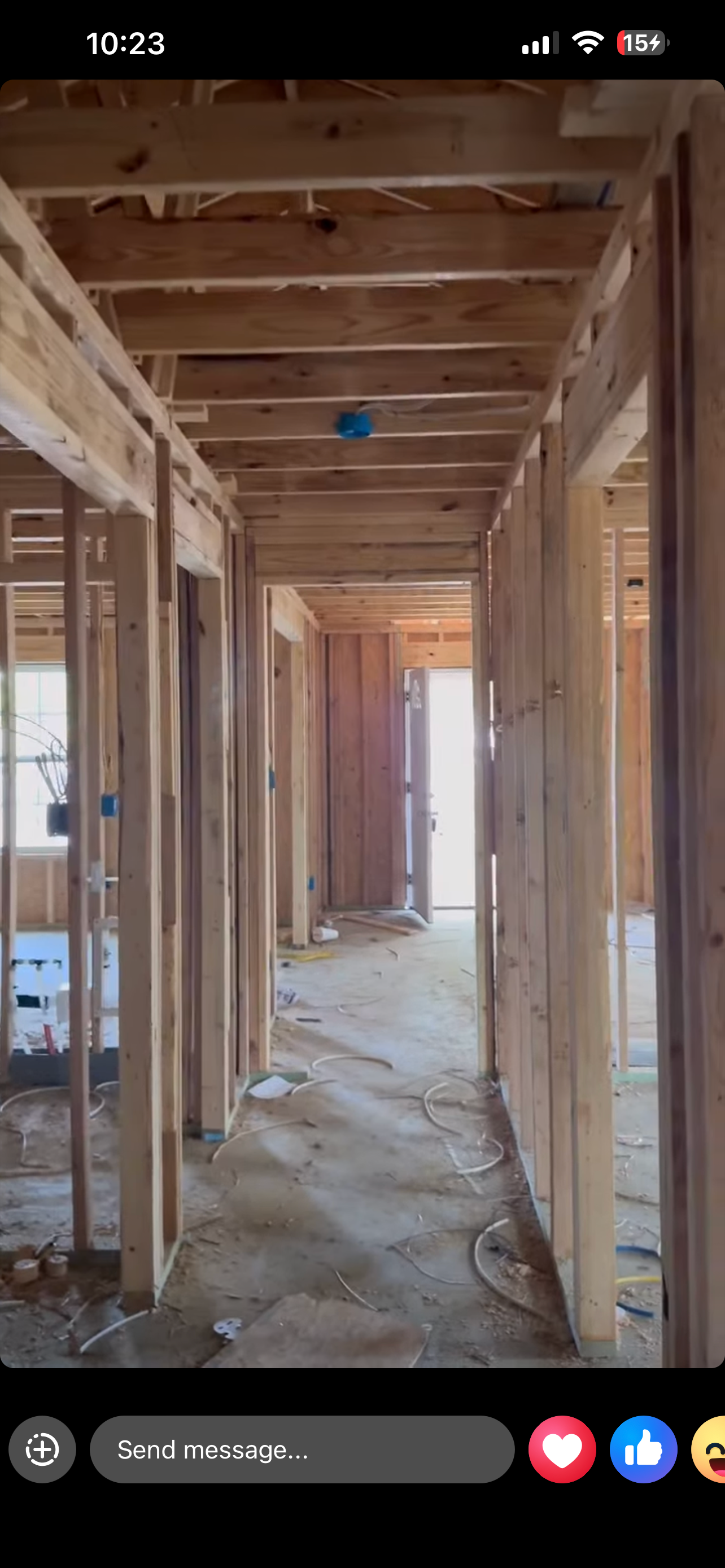 Long hallway framing — spacious floor plan