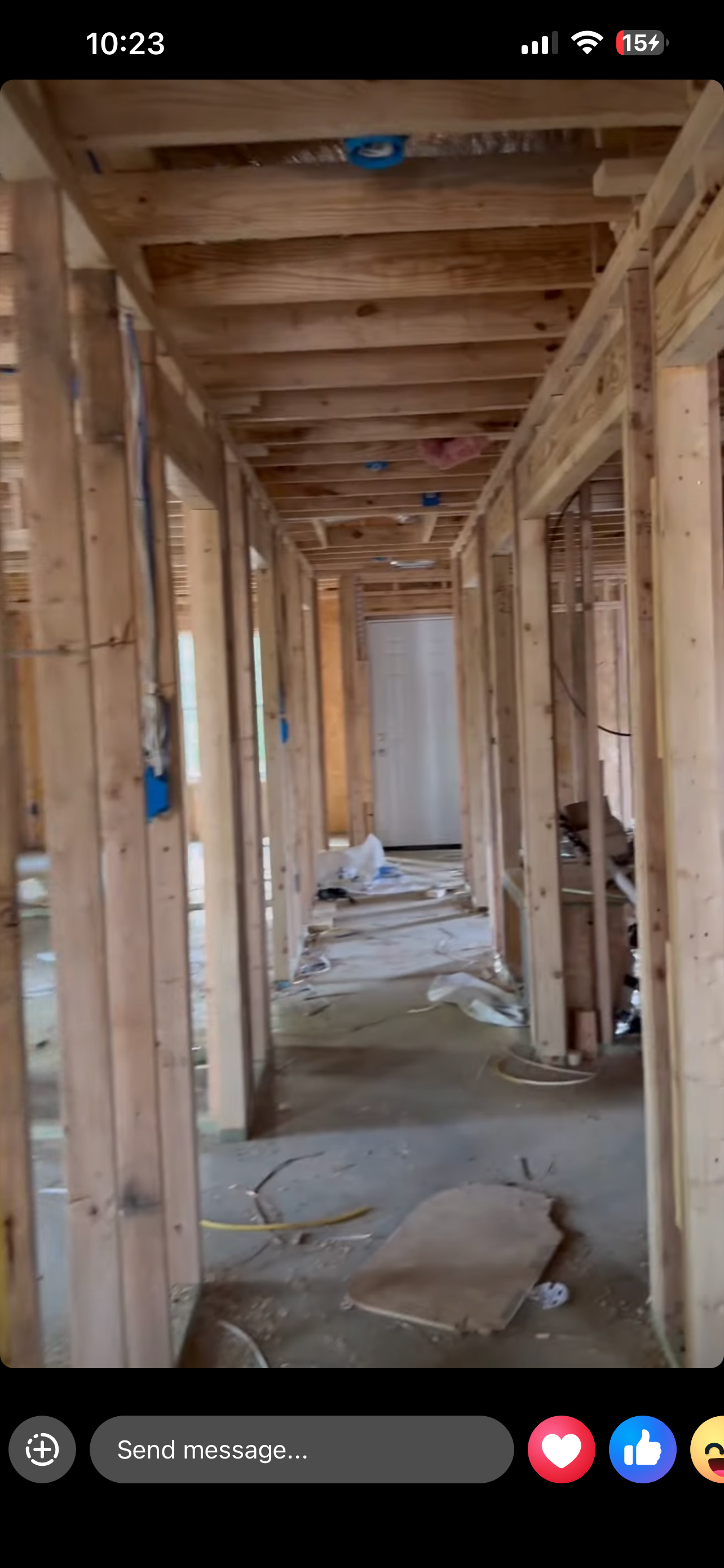 Interior hallway framing — room layout defined