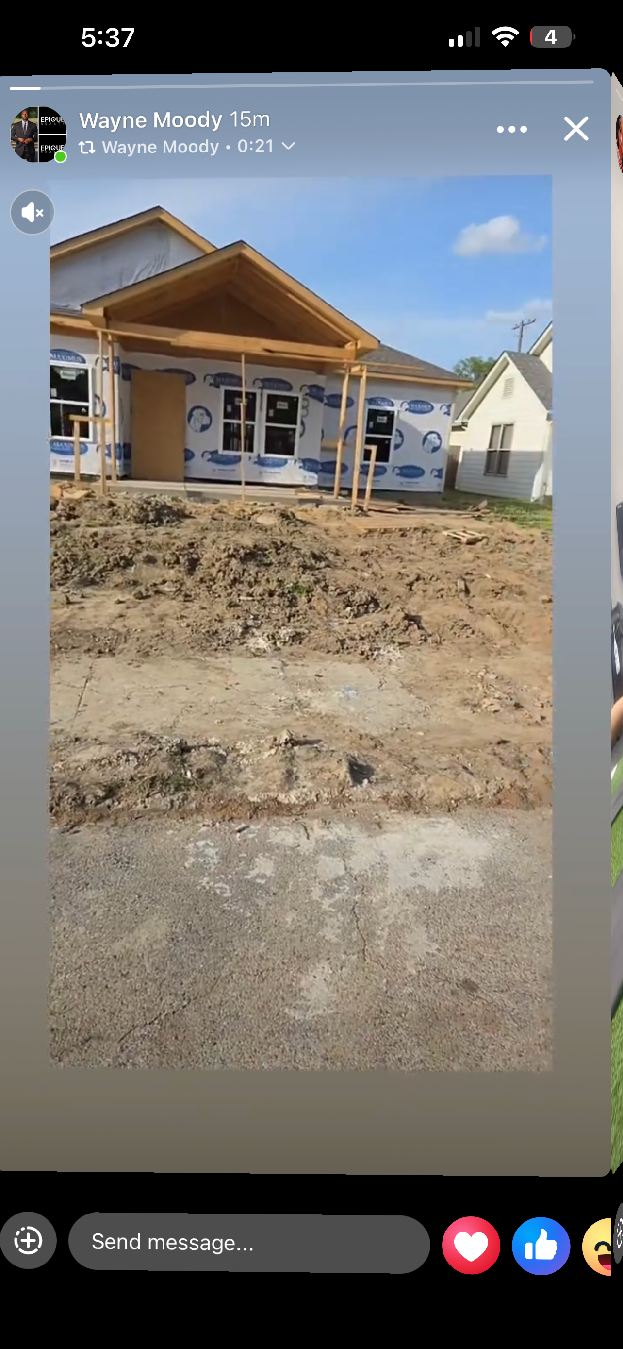 House wrap stage — Wayne Moody posts "Windows were installed today!"
